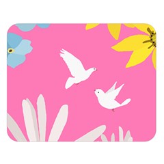 Spring Flower Floral Sunflower Bird Animals White Yellow Pink Blue Double Sided Flano Blanket (large) 