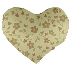 Floral Pattern Large 19  Premium Flano Heart Shape Cushions by Valentinaart