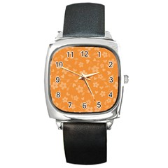 Floral Pattern Square Metal Watch by Valentinaart