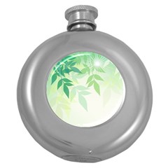 Spring Leaves Nature Light Round Hip Flask (5 Oz) by Simbadda