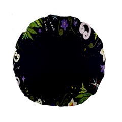 Spring Wind Flower Floral Leaf Star Purple Green Frame Standard 15  Premium Round Cushions by Alisyart