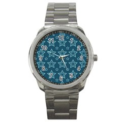 Star Blue White Line Space Sport Metal Watch by Alisyart