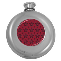 Star Red Black Line Space Round Hip Flask (5 Oz) by Alisyart