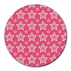 Star Pink White Line Space Round Mousepads