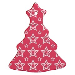 Star Pink White Line Space Christmas Tree Ornament (two Sides)