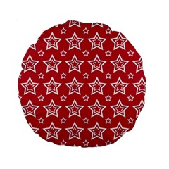 Star Red White Line Space Standard 15  Premium Flano Round Cushions