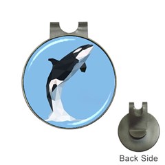 Whale Animals Sea Beach Blue Jump Illustrations Hat Clips With Golf Markers