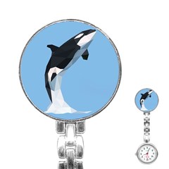 Whale Animals Sea Beach Blue Jump Illustrations Stainless Steel Nurses Watch by Alisyart