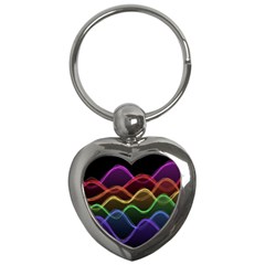 Twizzling Brain Waves Neon Wave Rainbow Color Pink Red Yellow Green Purple Blue Black Key Chains (heart)  by Alisyart