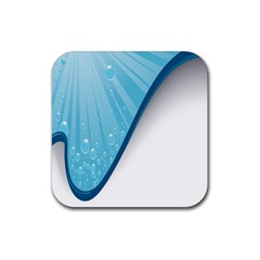 Water Bubble Waves Blue Wave Rubber Coaster (square) 