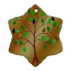 Tree Root Leaves Contour Outlines Ornament (snowflake)