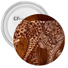 Elephant Aztec Wood Tekture 3  Buttons by Simbadda