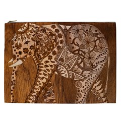 Elephant Aztec Wood Tekture Cosmetic Bag (xxl)  by Simbadda