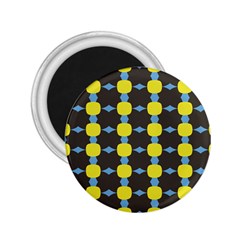 Blue Black Yellow Plaid Star Wave Chevron 2 25  Magnets