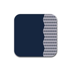 Argyle Triangle Plaid Blue Grey Rubber Square Coaster (4 Pack) 