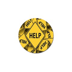 Caution Road Sign Help Cross Yellow Golf Ball Marker