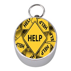 Caution Road Sign Help Cross Yellow Mini Silver Compasses by Alisyart
