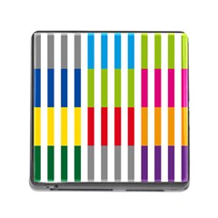 Color Bars Rainbow Green Blue Grey Red Pink Orange Yellow White Line Vertical Memory Card Reader (square)