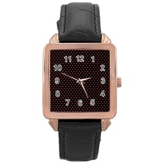Colored Circle Red Black Rose Gold Leather Watch 