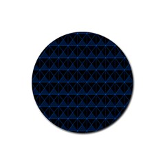 Colored Line Light Triangle Plaid Blue Black Rubber Coaster (round) 