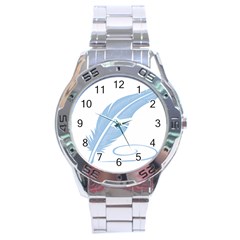 Feather Pen Blue Light Stainless Steel Analogue Watch by Alisyart