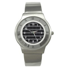 Chevron Wave Line Grey Black Triangle Stainless Steel Watch by Alisyart