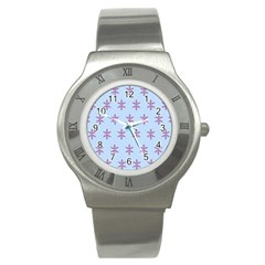 Flower Floral Different Colours Blue Purple Stainless Steel Watch by Alisyart