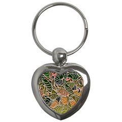 Floral Pattern Background Key Chains (heart) 