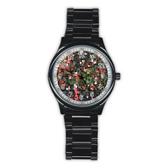 Colorful Abstract Background Stainless Steel Round Watch by Simbadda