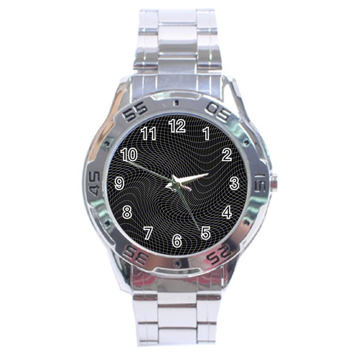 Distorted Net Pattern Stainless Steel Analogue Watch
