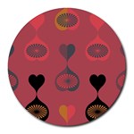 Heart Love Fan Circle Pink Blue Black Orange Round Mousepads Front