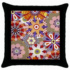 Flower Floral Sunflower Rainbow Frame Throw Pillow Case (black) by Alisyart