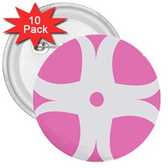 Love Heart Valentine Pink White Sweet 3  Buttons (10 Pack)  by Alisyart