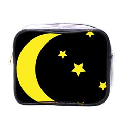 Moon Star Light Black Night Yellow Mini Toiletries Bags by Alisyart