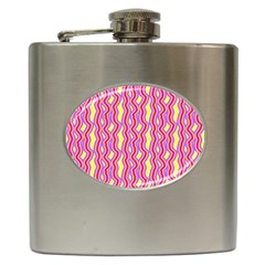 Pink Yelllow Line Light Purple Vertical Hip Flask (6 Oz) by Alisyart