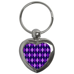Plaid Triangle Line Wave Chevron Blue Purple Pink Beauty Argyle Key Chains (heart) 