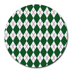 Plaid Triangle Line Wave Chevron Green Red White Beauty Argyle Round Mousepads by Alisyart