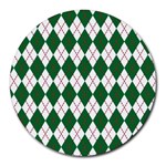 Plaid Triangle Line Wave Chevron Green Red White Beauty Argyle Round Mousepads Front