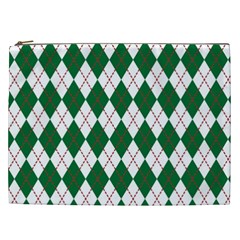 Plaid Triangle Line Wave Chevron Green Red White Beauty Argyle Cosmetic Bag (xxl)  by Alisyart
