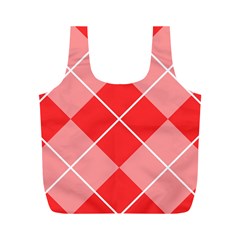 Plaid Triangle Line Wave Chevron Red White Beauty Argyle Full Print Recycle Bags (m)  by Alisyart