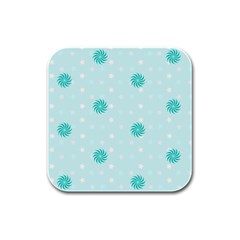 Star White Fan Blue Rubber Square Coaster (4 Pack)  by Alisyart