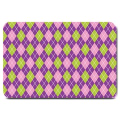 Plaid Triangle Line Wave Chevron Green Purple Grey Beauty Argyle Large Doormat 