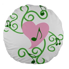 Sweetie Belle s Love Heart Music Note Leaf Green Pink Large 18  Premium Flano Round Cushions by Alisyart
