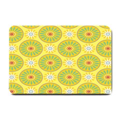 Sunflower Floral Yellow Blue Circle Small Doormat 
