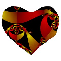 Fractal Ribbons Large 19  Premium Flano Heart Shape Cushions by Simbadda