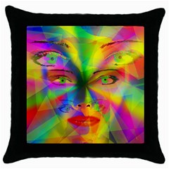 Rainbow Girl Throw Pillow Case (black) by Valentinaart