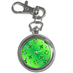 Shamrock Green Pattern Design Key Chain Watches by Simbadda