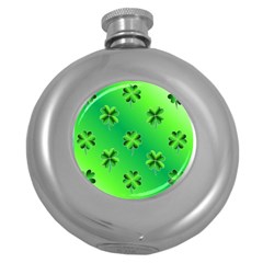 Shamrock Green Pattern Design Round Hip Flask (5 Oz)