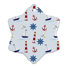 Seaside Nautical Themed Pattern Seamless Wallpaper Background Ornament (snowflake) by Simbadda