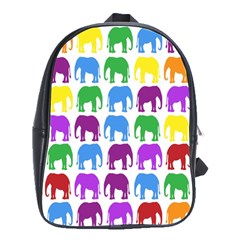 Rainbow Colors Bright Colorful Elephants Wallpaper Background School Bags(large)  by Simbadda